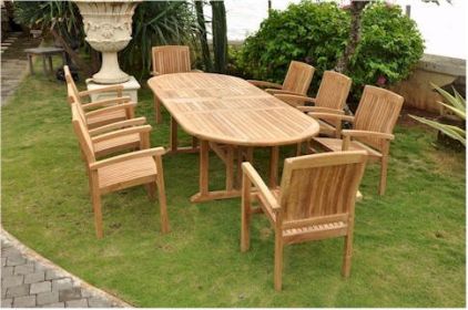 Sahara Stackable 9-Pieces Oval Dining Set