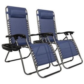 Infinity Zero Gravity Chair Pack 2, Outdoor Lounge Patio Chairs with Pillow and Utility Tray Adjustable Folding Recliner for Deck,Patio,Beach,Yar