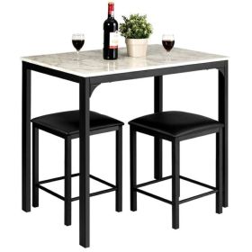 Patio Bar Furniture 3 Pieces Dining Table Set (Color: White, type: Bar Table)